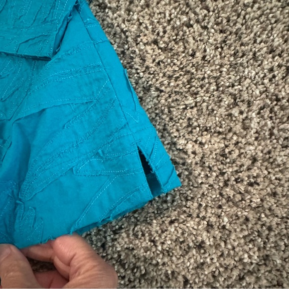 Chico's Teal Embroidered and Textured Jacket NWT in size 3 or XL - Picture 12 of 13